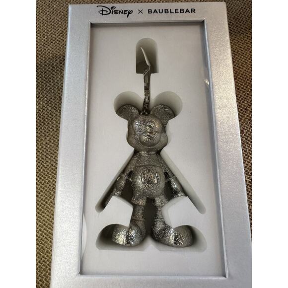 Disney X Baublebar Silver Mickey Mouse Bag Charm Keychain-Rare/HTF - Picture 2 of 8